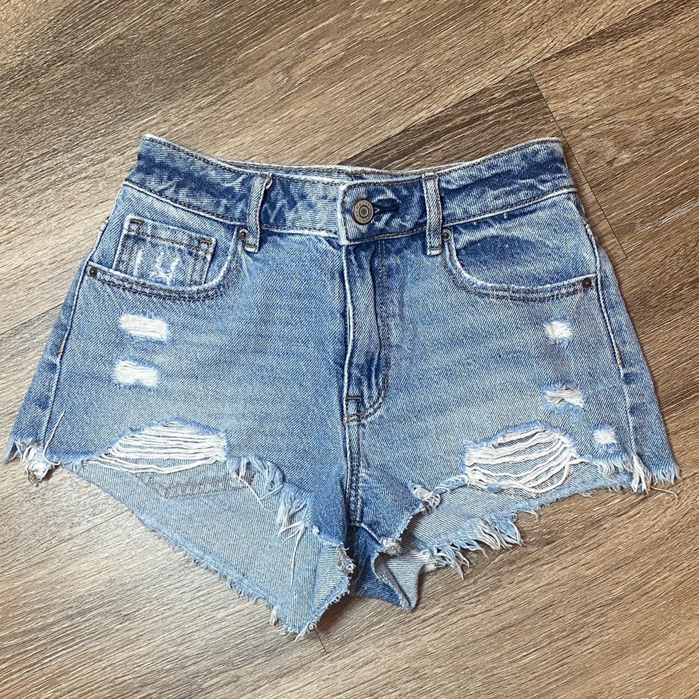 PacSun Blue Distressed Jean Shorts high rise